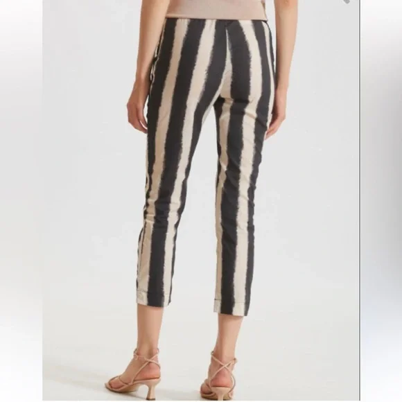 Liviana Conti lightweight striped cotton elastic waist pants size US8 (46) - Picture 2 of 12